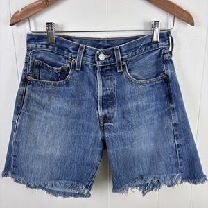 Vintage 90s Women's Levis 501 Cut Off Jean Shorts Medium‎ W28 Classic Denim